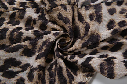 Weird Puss Leopard Print Romper Women See Through Sexy Hollow Deep v-Neck Ruffles Full Sleeve Clubwear Coquette Slim Playsuit