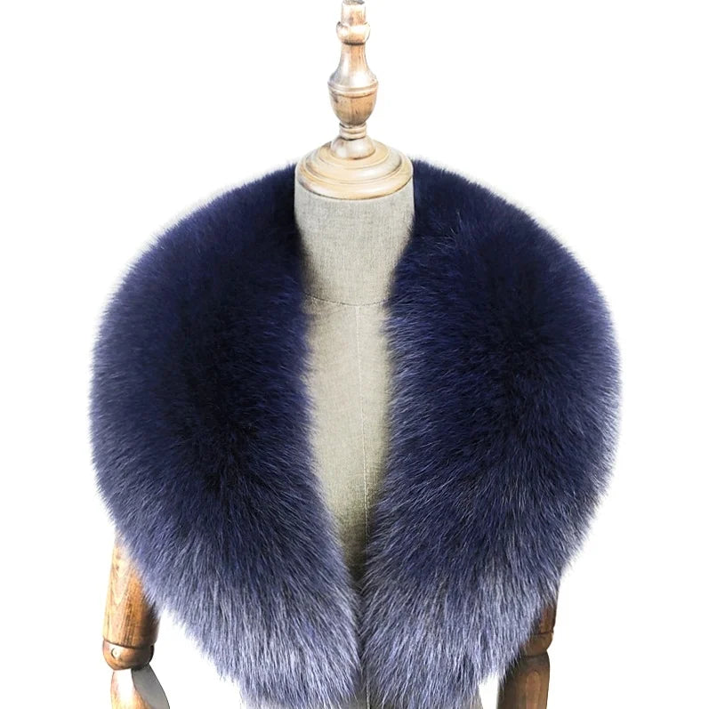Fox Fur Collar 100% Real Fox Fur Scarf Winter Women Natural Fur Gray Collar Large Size Neck Warmer Fur Scarf Shawls