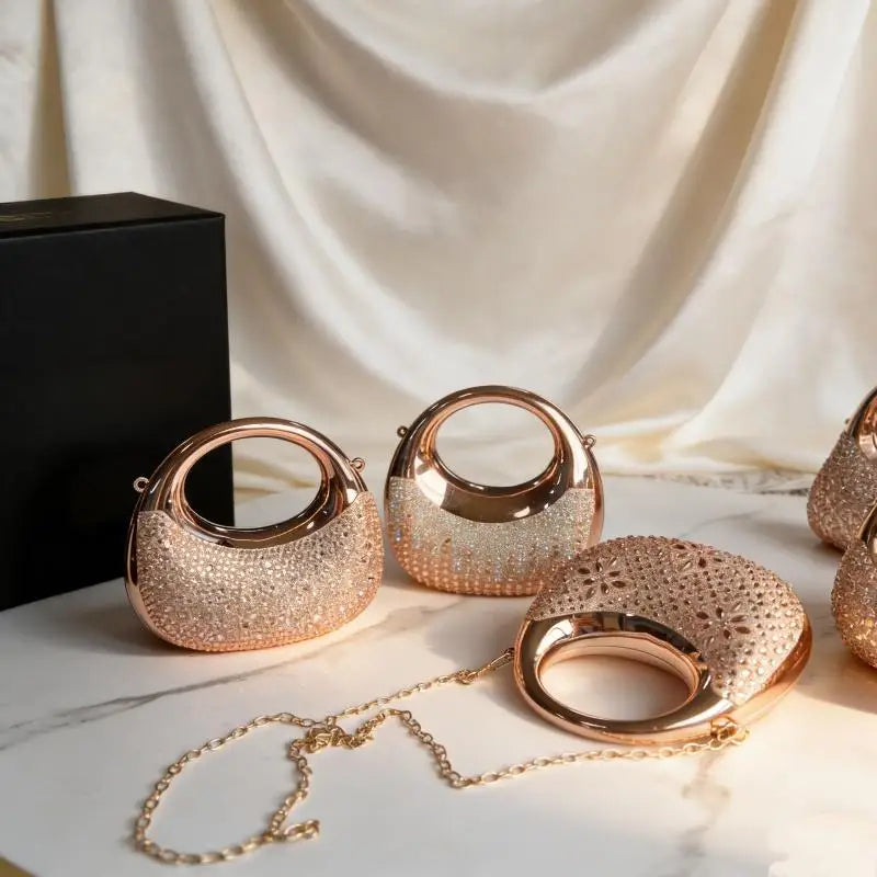 New Fashion Rhinestone Purses And Handbags Mini Golden Evening Bag Luxury Shoulder Bags Funny Party Wedding Acrylic Clutch Purse