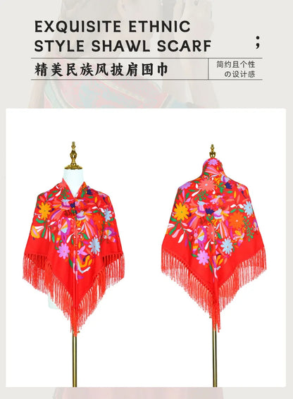 New Daisy Twill Print Square Scarf Elegant Tassel Shawl Warm Dustproof Multifunctional Women Wrap
