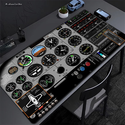 Airplane Dashboard Mouse Pad Large Rubber Base Anti-slip PC Desk Accessories Mousepad for Office & Gamer Keyboard Mats Decor Mat