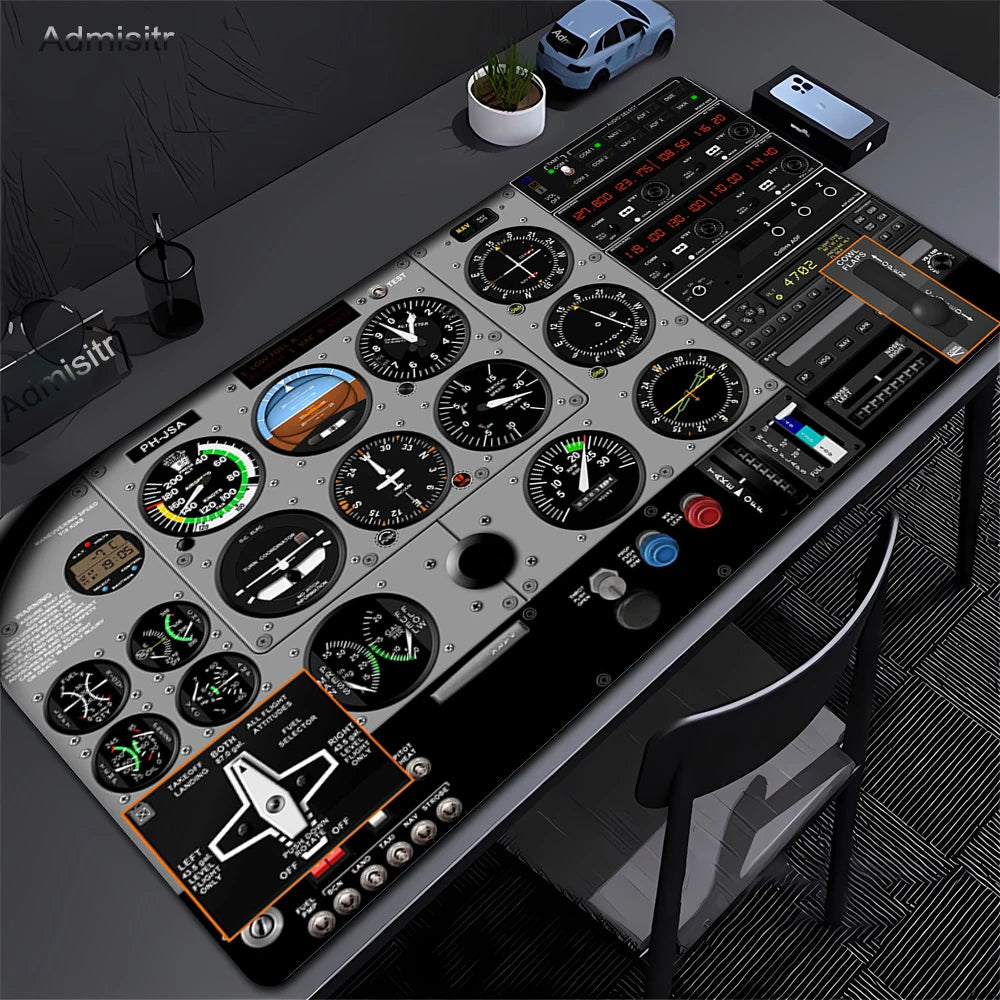 Mousepad Airplane Speedometer Mouse Pad Instrument Panel Mausepad Anime Animes Display Desk Mat Pc Gamer Deskmat Cockpit Playmat