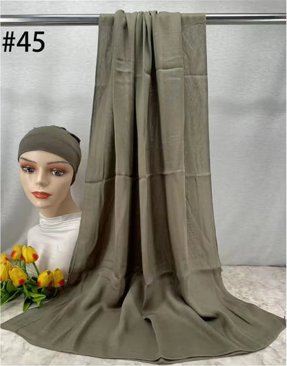 Mini Modal Hijab with Undercap Set Basic Stretchy Pullover Headscarf Thin Breathable Sunscreen Head Wrap Hijabs Scarf 165*50cm