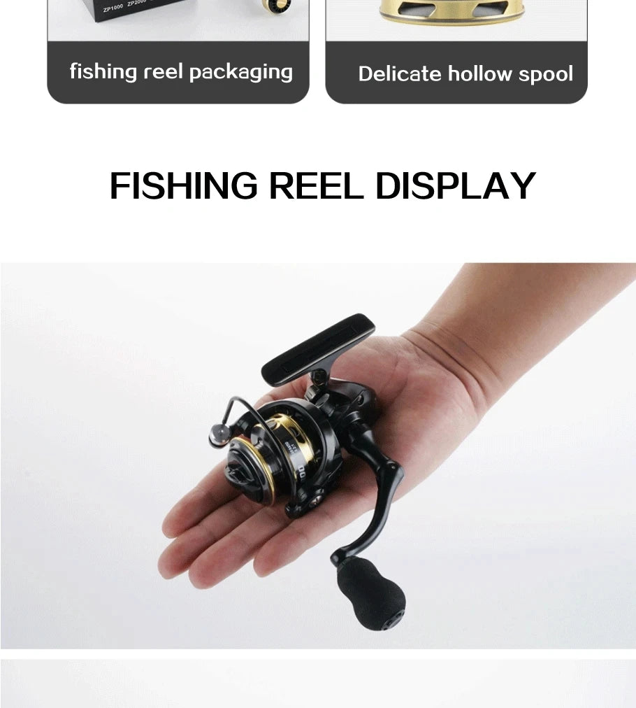 Mini Reel 500/800 Series EVA Grip Ultra Lightweight Fishing Reel 12+1BB High Speed Gear Ratio 5.2:1 Metal Mini Spinning Reel