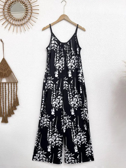 Slim Shoulder Strap Jumpsuit Vacation Style Loose Wide Legs for Slimming Home And Outdoor Wear Comfortable Fit Jumpsuit