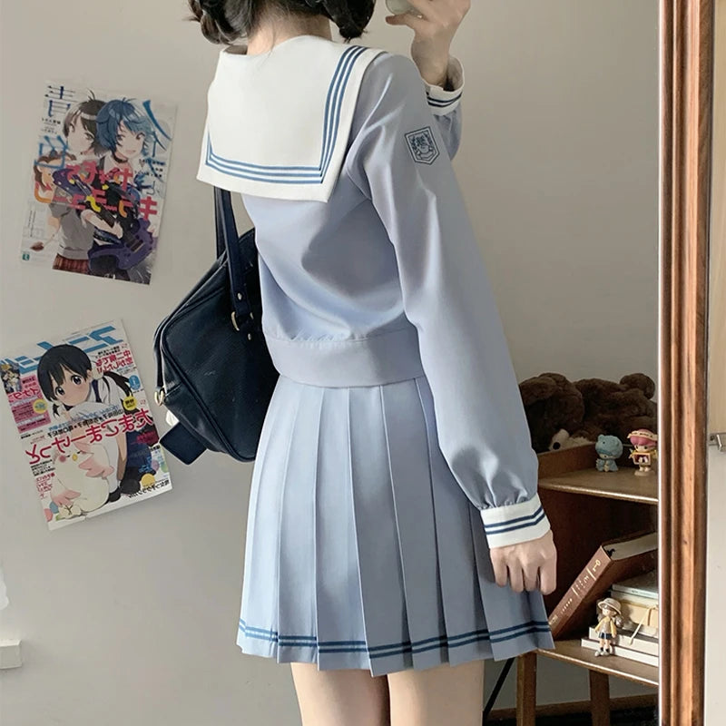 Student Sailor Outfit Women's High School Uniform Japanese Girl Sailor Suits Long Sleeves Korean Jk Uniforms Dress Set Seifuku