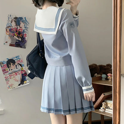 Student Sailor Outfit Women's High School Uniform Japanese Girl Sailor Suits Long Sleeves Korean Jk Uniforms Dress Set Seifuku