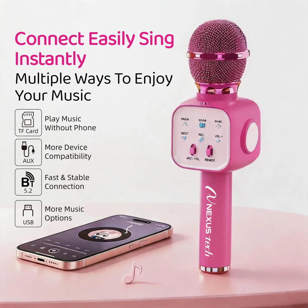 Wireless Bluetooth 5.2 Karaoke Microphone Portable Speaker Voice Changer RGB LED Premium Party Entertainment Singing Machine TWS Kids Adults Gift