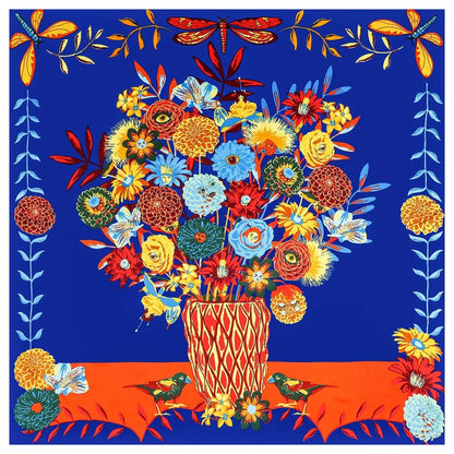 130CM Silk Scarf Women Horse Head Print Stoles Square Scarves Wraps Large Bandana Kerchief Hijabs Female Silk Foulards Sjaal