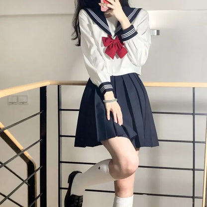 Student JK Uniform Women's High School Korean Chinese School Uniforms Navy Sailor Outfit Short Sleeve Suit Japan Seifuku Girl