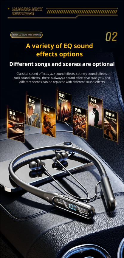 EARDECO Dual Screen Neckband Earphones Bass 5.4 Bluetooth Headphone Sport Wireless Headphones Outdoor Waterproof Dustproof