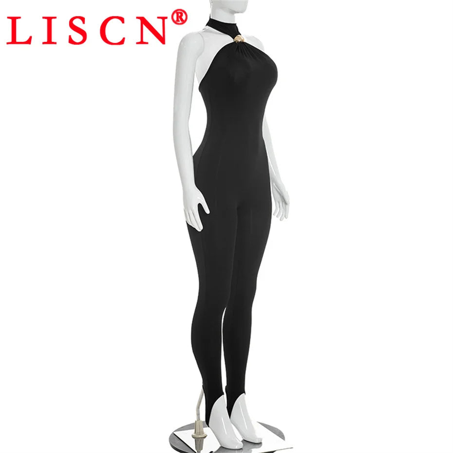 10 Wholesale Rompers Women Sleeveless Halter Lace Up Backless Jumpsuits Sexy Foot-pressing Y2k Fashion Clothing K17113