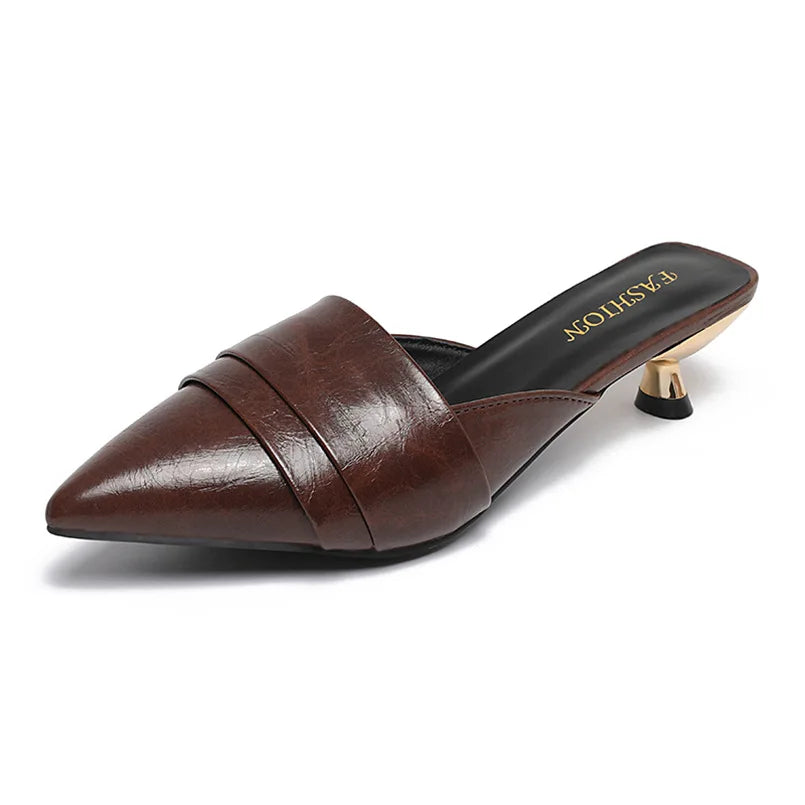 High Heels Pointed Toe Women's Slippers Summer Sandals Woman Shoes 2026 Luxury Brand Mules Shoes Walking Slides Mujer Zapatos