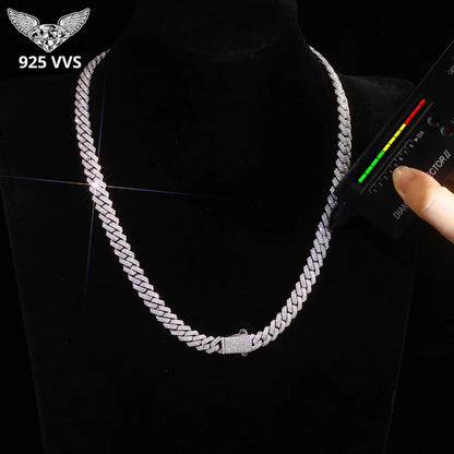 925 Silver VVS Cuban Link Chain Iced Out 1/2 Row S925 Sterling Silver Moissanite Necklace Bracelet for Men Women Gift