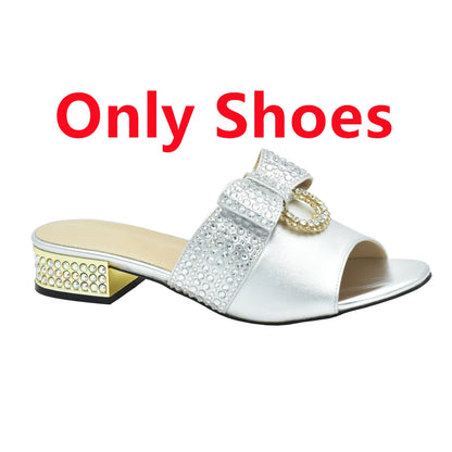 Fashion Women Shoes and Bag Set In Italy Matching Shoes and Bag Set Decorated with Rhinestone Nigerian Shoes and Matching Bags