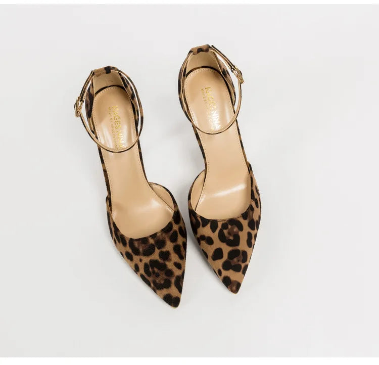 Autumn Sexy Leopard Women Sandals Office Pumps 6cm 8cm 10cm Elegant Office  High Heels Women Pointed Toe Luxury Female Shoes