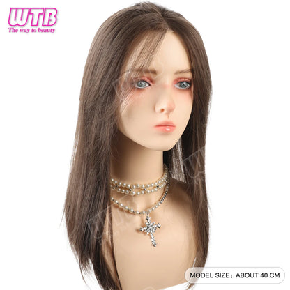 WTB 40cm Lace Front Synthetic Wig Invisible and Seamless Straight Hair Adds Volume Suitable for Women's Daily Wear and Holidays