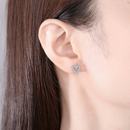 Original 925 Sterling Silver Earrings Infinity Love Heart Piercing Crystals Stud Earings For Women Birthday Gift Luxury Jewelry