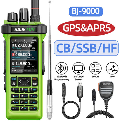BAJETON BJ-9000 Walkie Talkie CB/SSB/HF 27Mhz Bluetooth Programmable GPS APRS 10W Long Rang For RT-950 RT-950 PRO Ham Radio