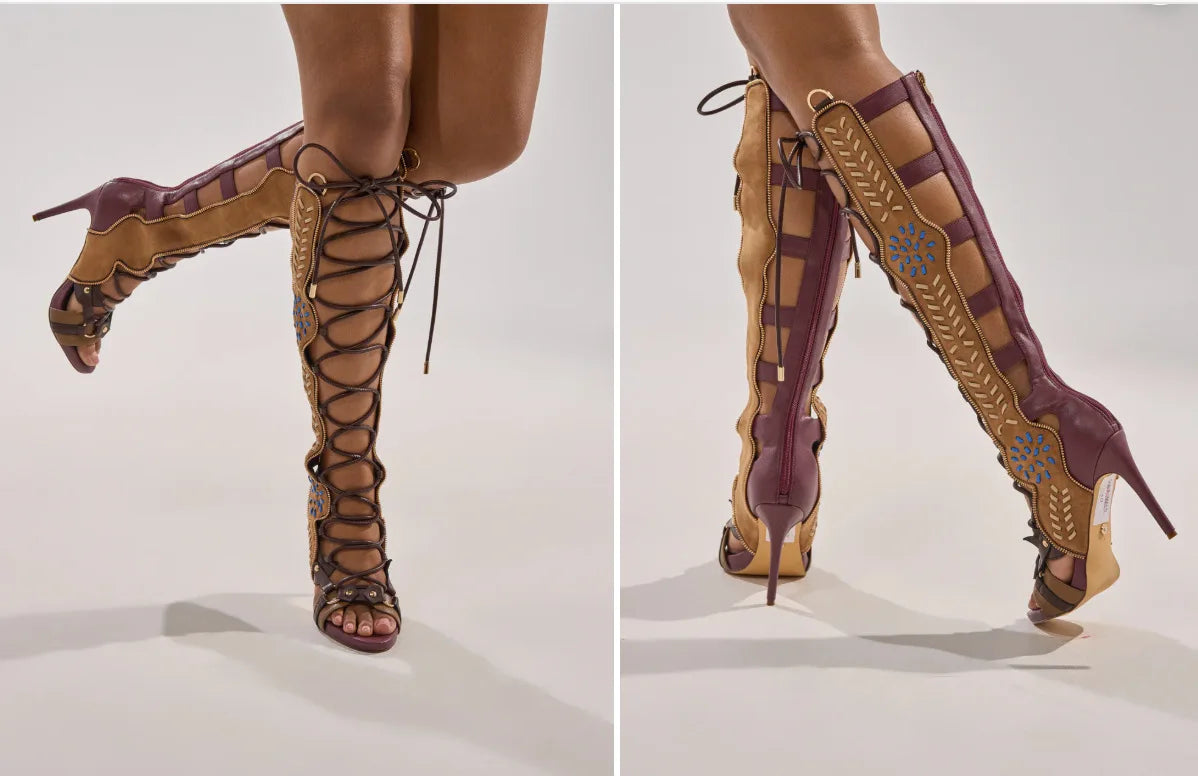 Thin High Heel Peep Toe Design Fluffy Sandals Women Fashion Strap Ankle Feather Sandals Zip Summer Show New Shoes Embroidery