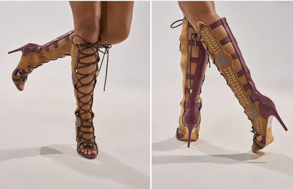 Thin High Heel Peep Toe Design Fluffy Sandals Women Fashion Strap Ankle Feather Sandals Zip Summer Show New Shoes Embroidery