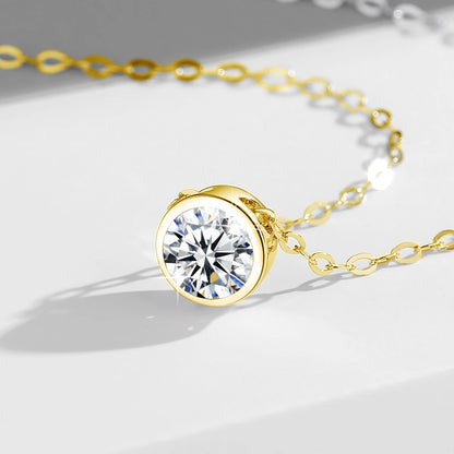 14K Gold Filled Moissanite Necklace for Women Solitaire Lab Diamond Pendant Clavicle Chain Girl Birthday Gift Jewelry