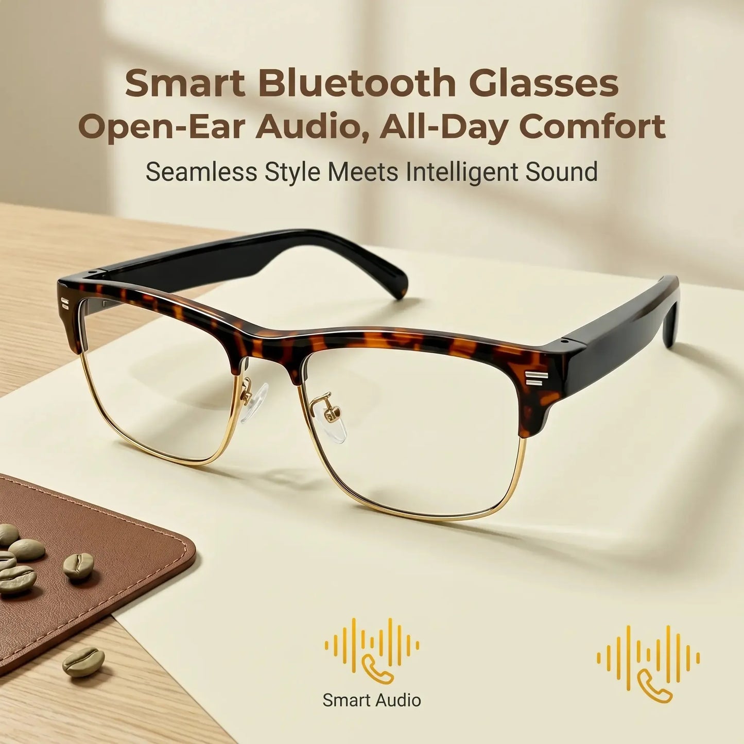 Smart Glasses Ultra-Light Playback Open-Ear Speakers Sunglasses Polarized Lens Smartglasses Bluetooth Glasses for Sports Travel