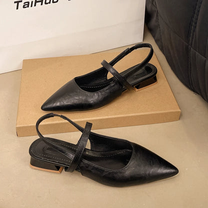 Luxury Summer Pointed Toe Women Sandals Fashion Singbacks Mules Shoes Ladies Elegant Low Heel Stripper Party Sandalias