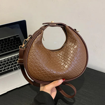 Fashion Black Half Moon Bag Luxury Pu Leather Ladies Purses and Handbags Crossbody Women Shoulder Bags