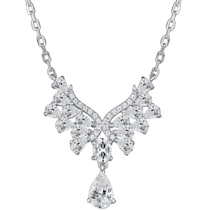S925 Sterling Silver Necklace Moissanite Necklace Sweet Water Drop Zircon Pendant Necklace Female