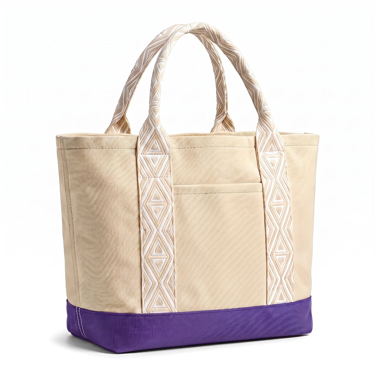 Women 16oz Heavy Duty Canvas Tote Bag Jacquard Handle Card Slot TSA Security Work Student Beach Travel Shoulder Gift Handbag