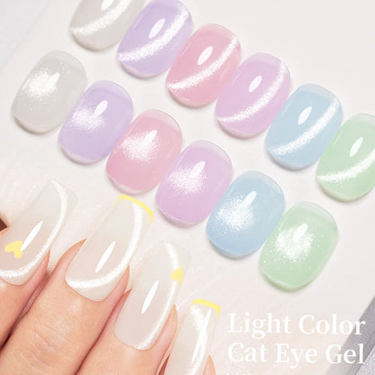 AWStorG 7.5ml Light Color Cat Eye Gel Nail Polish Pink Semi Permanent Glitter Magnetic Gel Soak Off UV LED Varnish Nail Art