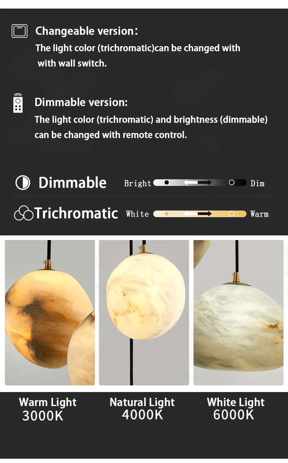 Natural Marble Art Pendant Lights Stone Lustre Copper LED Indoor Room Hanging Lamps For Ceiling Hall Stair Luxury Home Decor