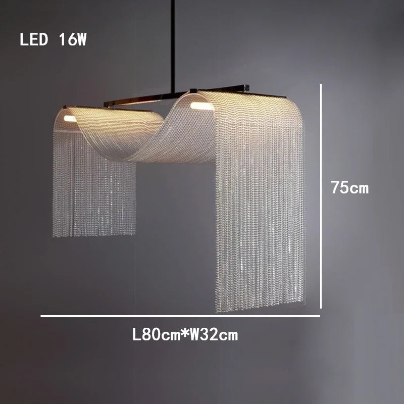 Waterfall Tassel Metal Pendant Lights European Designer LED Home Decor Hanging Lamps for Ceiling Living Room Chandelier Lighting