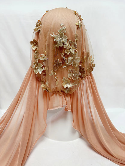 Hot Selling Luxury Design Handmade Beads Muslim Women Shawl Islamic Headtie Saudi Arabia Hijab Prayer Headwear for Women