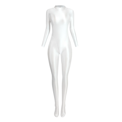 MJINM Spandex Catsuit Women Full Body Shiny Glossy Bodysuits Tight-Fitting Yoga Sport Tights Catsuit Jumpsuits Zentai