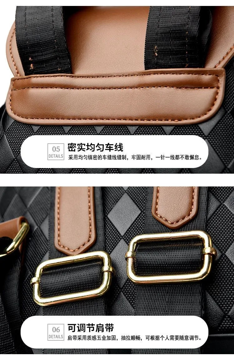 Women Backpack Soft Pu Leather Black Casual Multifunctional College Bag Capacity Shoulder Bag Trave Handle Bag