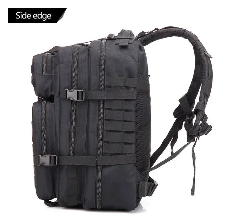 45L Tactical Fishing Backpack Molle Water Resistant Outdoor Tackle Bag Large Capacity Storage Camping Hiking Travel Rucksack Trekking Men Women Anglers Fishermen Rod Reel Gear Durable Multi Pocket Wear Resistant Lake River Se