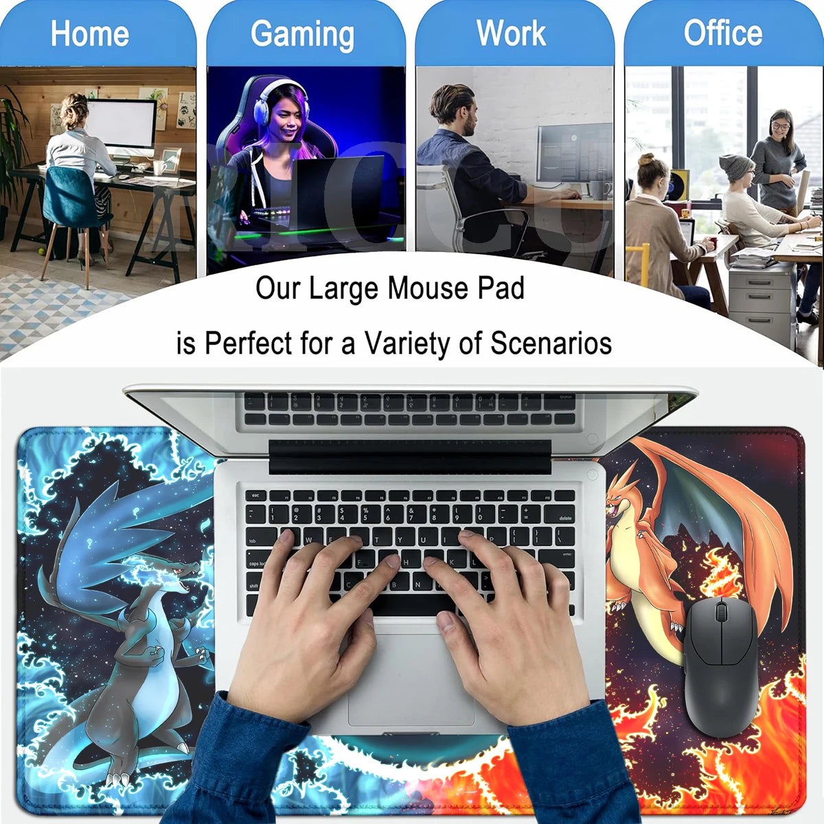 Gaming Mouse Pad Large Rubber Keyboard Desk Mat Anti-slip Gamer Playmat Laptop PC Accessories Carpet Mewtwo P-Pokemon Mousepad