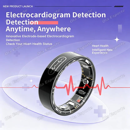 AI ECG Detection Smart Ring 2026 Blood Pressure Heart Rate Body Temperature Monitoring 5ATM Waterproof Multiple Sport Smartring
