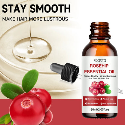 Rose Hip Oil for Hair & Skin - Pure Natural Moisturizing Essential Oil, Alcohol-Free, Nourishing Care for Healthy Look