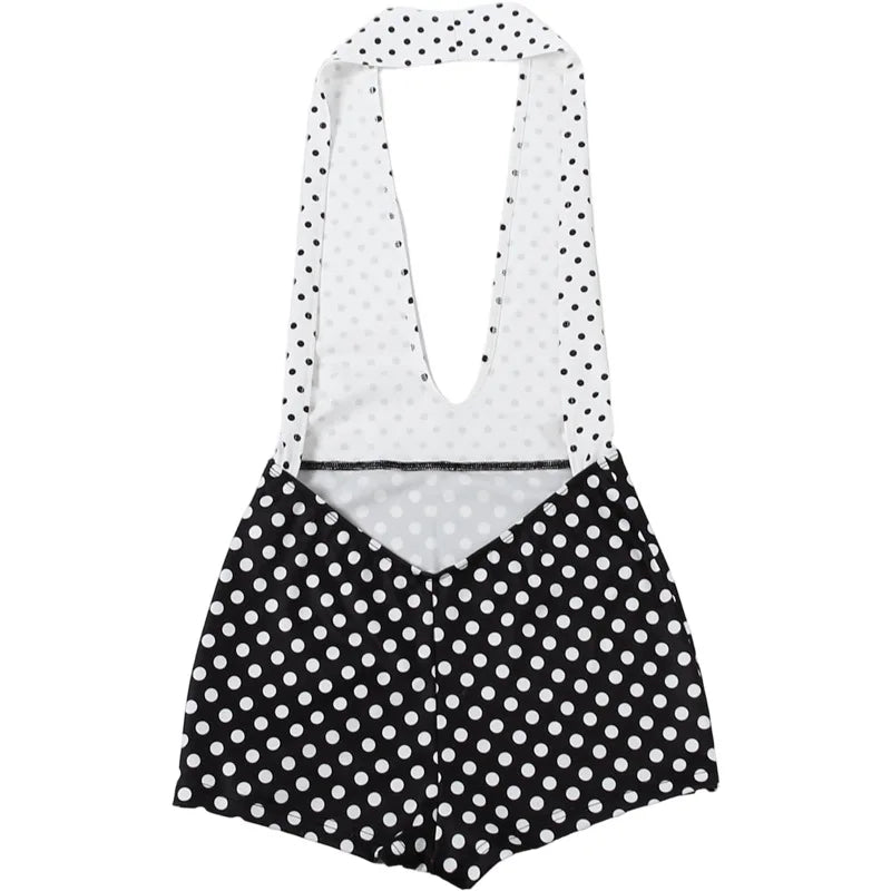 2026 Summer Hot Sale Women Sexy Polka Dot Print Bodycon Rompers Female Streetwear 1 Piece Outfit Women's Jumpsuits Playsuits