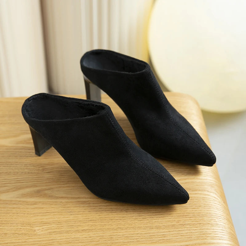 2022 Spring Summer Women Designer Shoes Pointed Toe Mules Slippers Ladies Luxury Brand High Heel Sandals