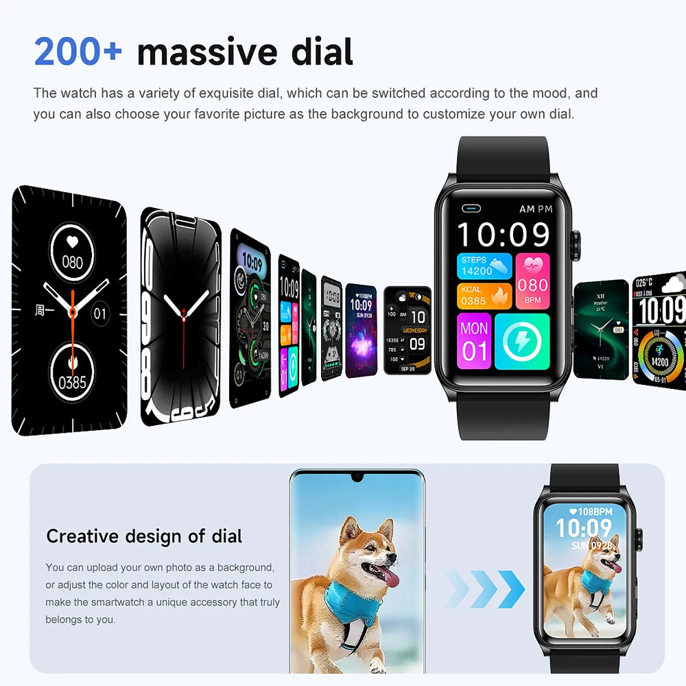 2025 New AI Health Manager Smart Watch Men Blood Pressure Blood Oxygen Sports Bluetooth Call Waterproof Health SmartWatch
