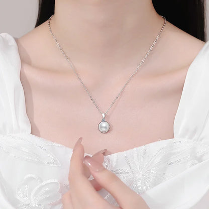 100% 925 Sterling Silver Freshwater Pearl Pendant Chain for Women Wedding Jewelry Moissanite VVS1 Necklace GRA Certified