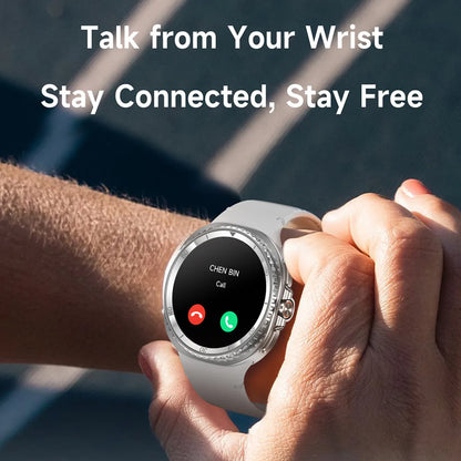 Smart Watch Man with Rotating Bezel AI Voice Assistant Receive Call 3ATM Waterproof Remote Music 1.43inch HD Screen Wristwatch