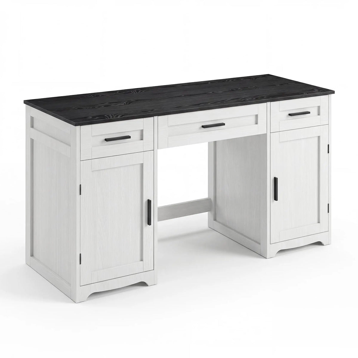 Farmhouse Executive Desk With Drawers Wood Home Office Desk