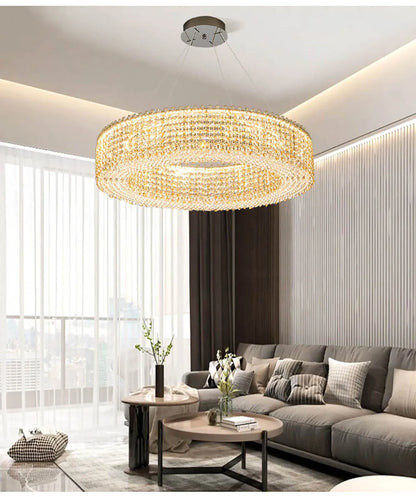 Champagne Crystal Waterfall Bead Modern Ceiling Lights LED Lamps Lighting Fixture for Living Room Lustres Home Decor Lampara