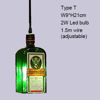 Retro Industrial Loft Wine Bottle Pendant Lights Restaurant Cafe Bar Glass Hanging Lamp Clothing Store Lustre Indoor Lighting