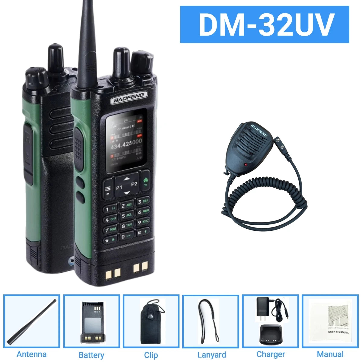 DMR GPS 10W DM-32UV BAOFENG DM32 Walkie Talkie Multi Band TDMR Dual Time Slot Wireless Copy Frequency Type-C AM/FM Two Way Radio